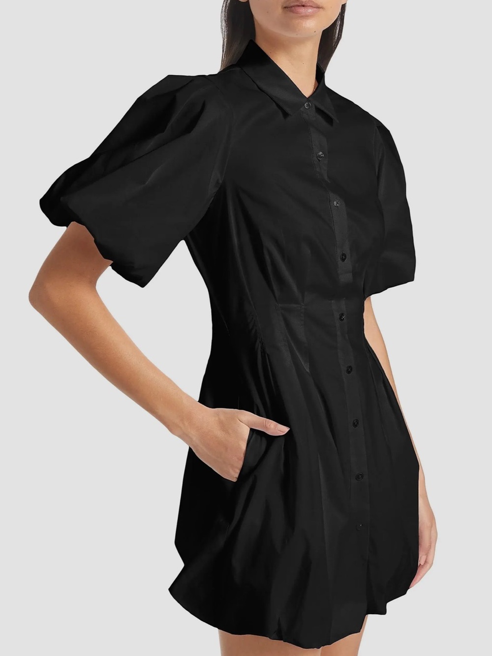 Jonathan Simkhai Cleo Puff-Sleeve Pintuck Minidress